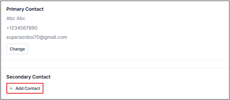 Add Secondary Contact