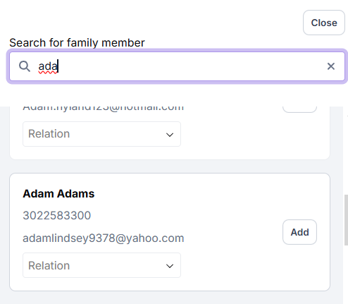 Search Family Members