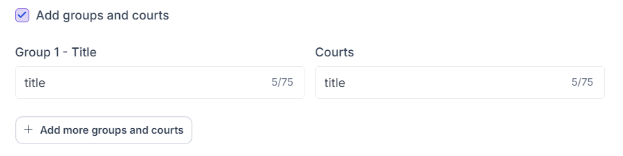 Add groups and courts checked