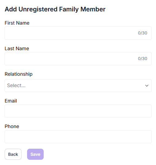 Add Unregistered Family Member