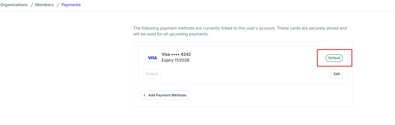 Default Payment Method