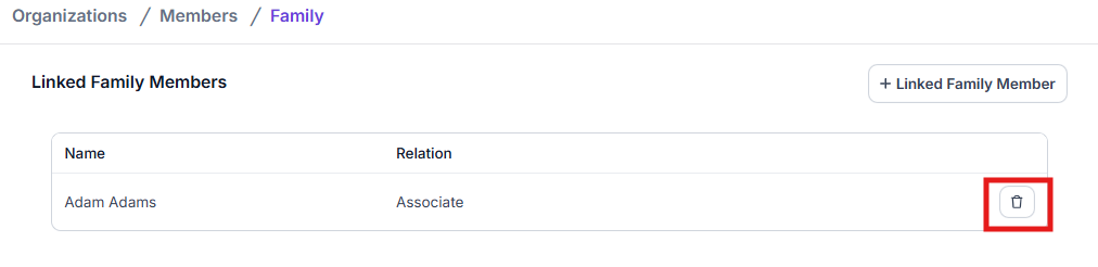 Delete Linked Family Member