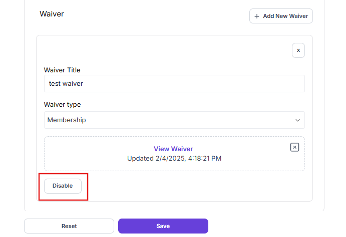 Disable Waiver