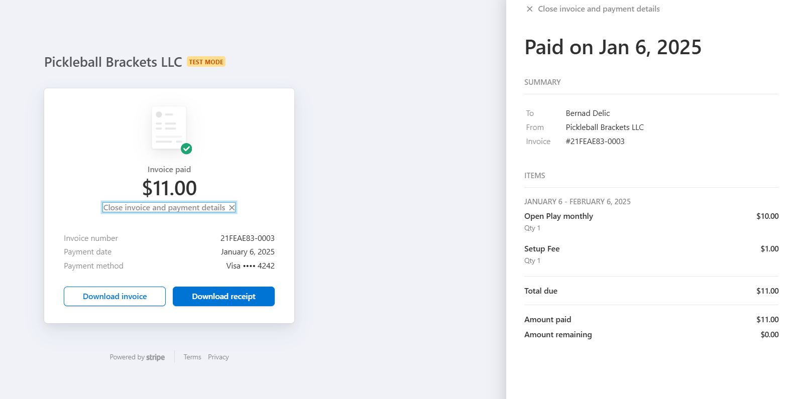 Members Invoice Details