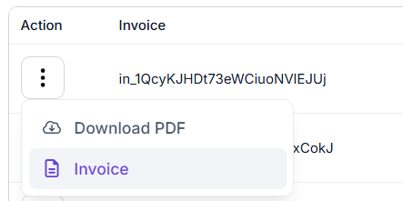 transactions invoice option