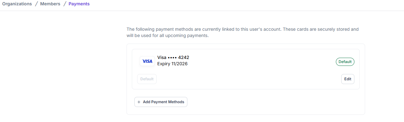 Payment Methods for Members