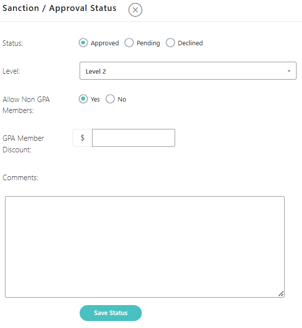 Sanction Approval section