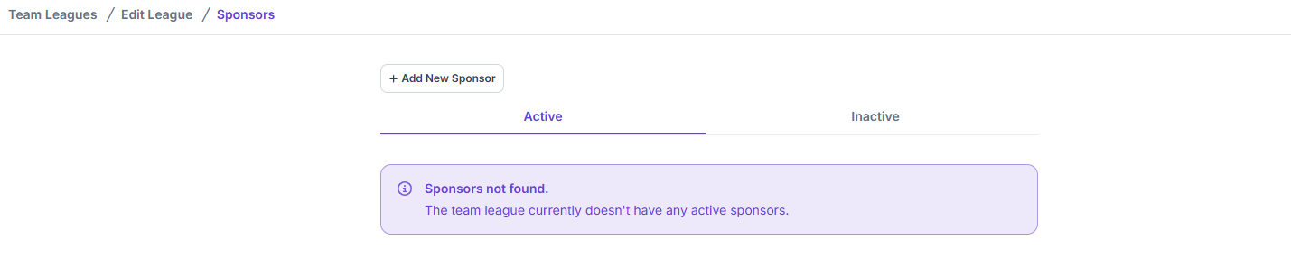 Team League Sponsors page